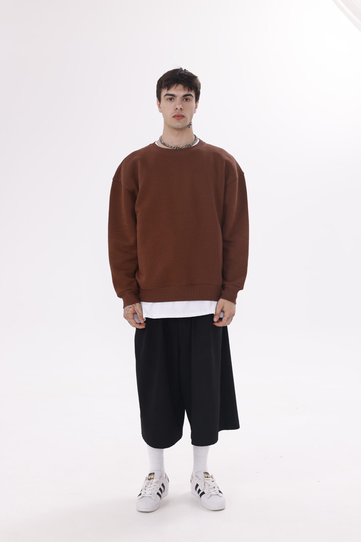 Basic Oversize Sweatsirt's (Düz Renk Bisiklet Yaka)