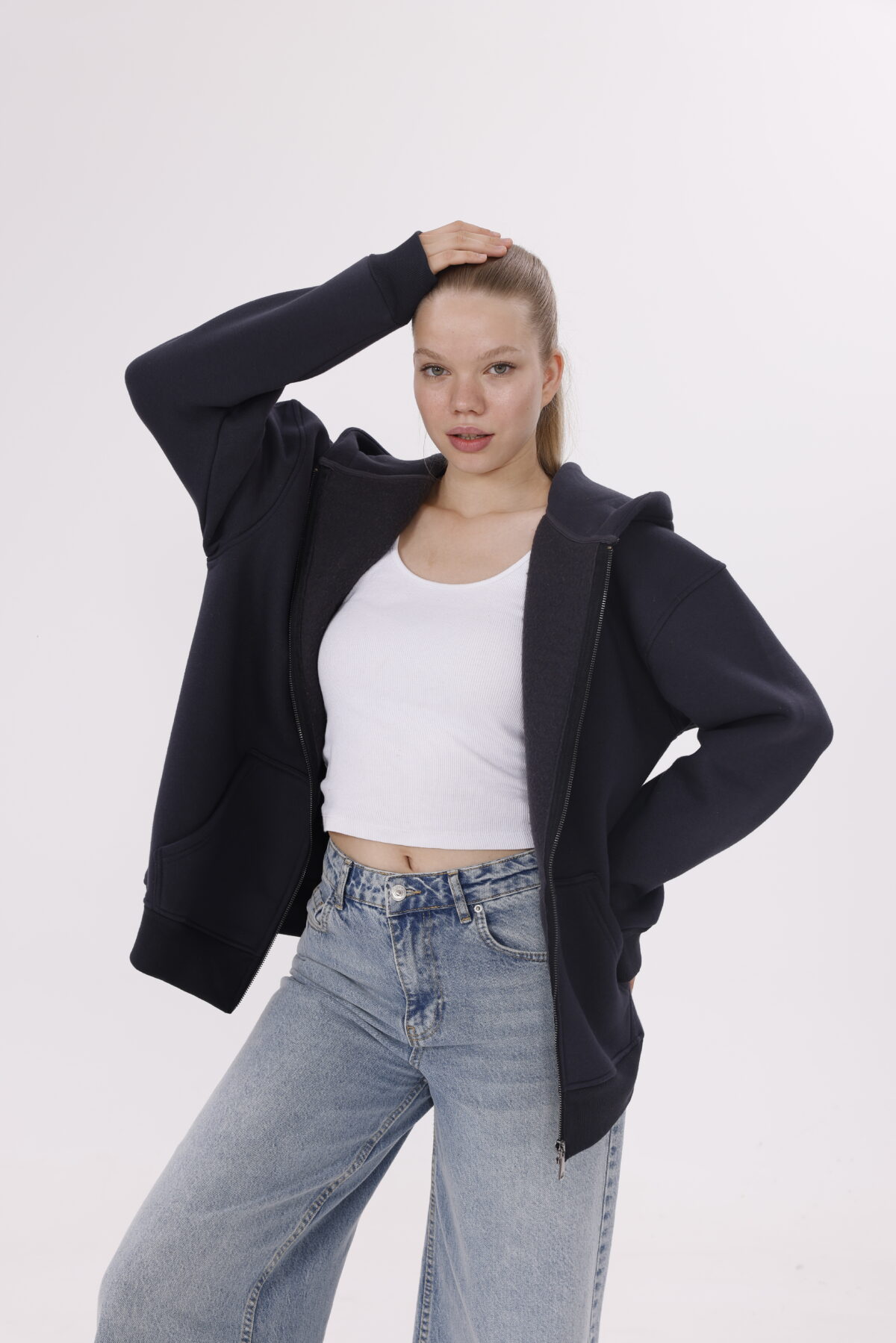 Basic Zipper Oversize Hoodie's (Fermuarlı Kapüşon) - Görsel 16