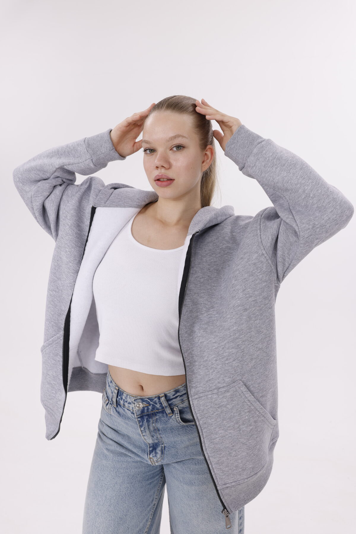 Basic Zipper Oversize Hoodie's (Fermuarlı Kapüşon) - Görsel 12