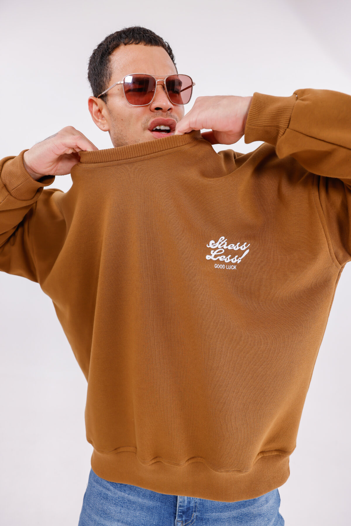 Less Stress Nakışlı Sweatshirt (Boxy Fit Oversize) - Görsel 2