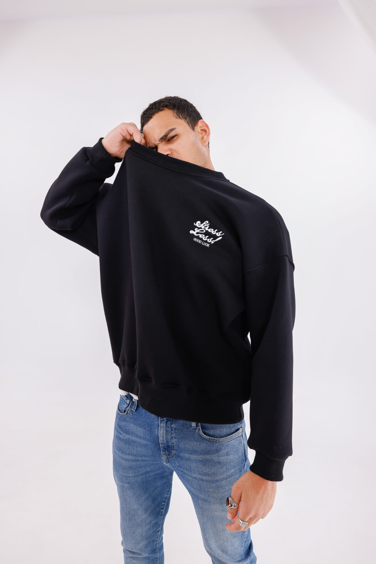 Less Stress Nakışlı Sweatshirt (Boxy Fit Oversize) - Görsel 6