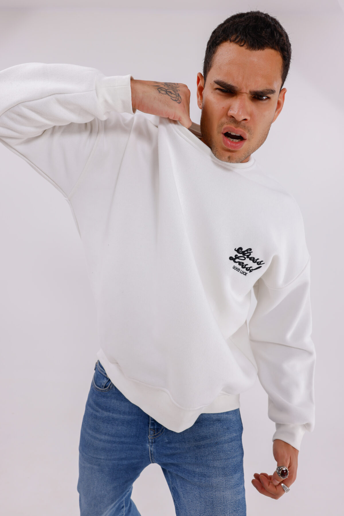 Less Stress Nakışlı Sweatshirt (Boxy Fit Oversize) - Görsel 9