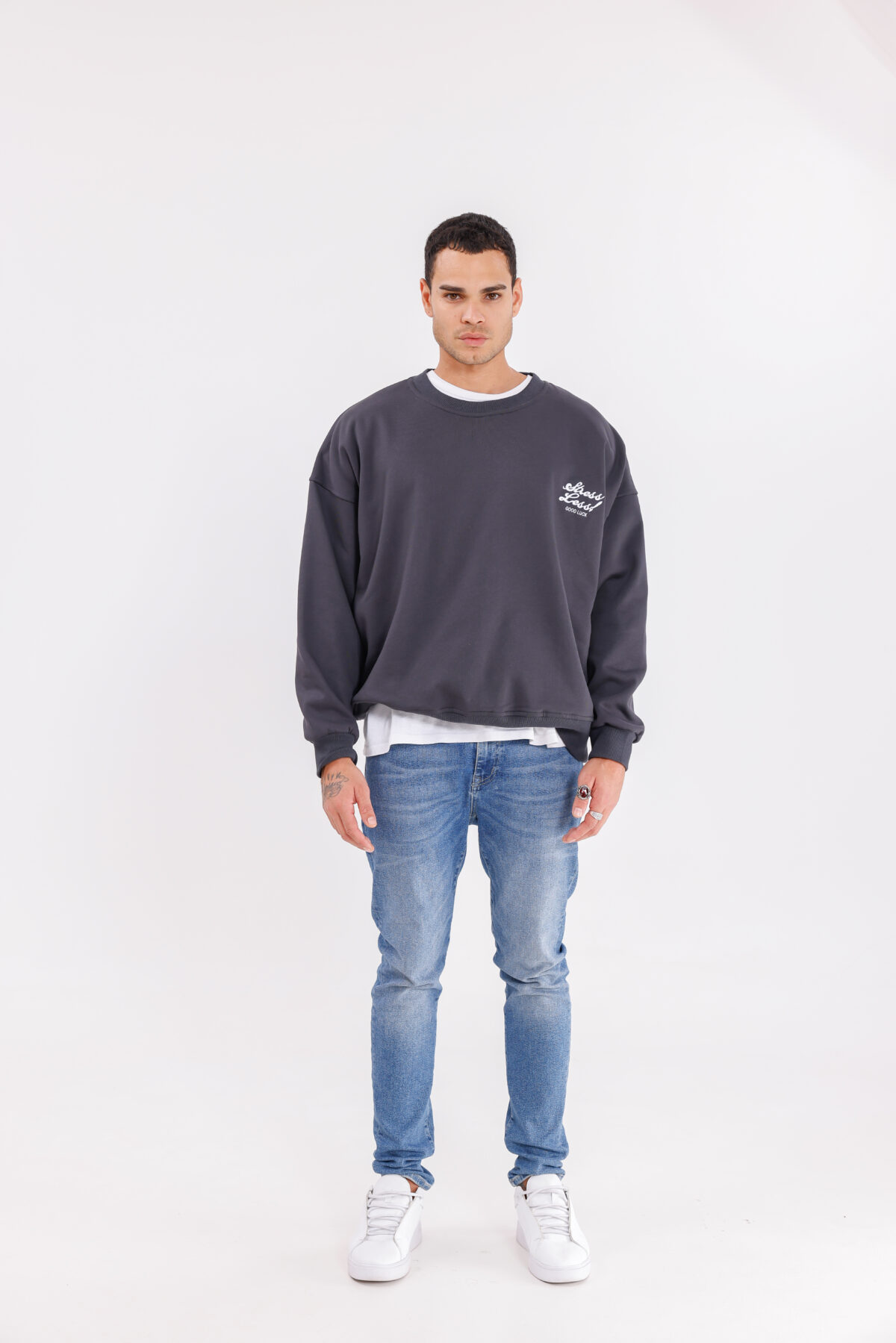 Less Stress Nakışlı Sweatshirt (Boxy Fit Oversize) - Görsel 11