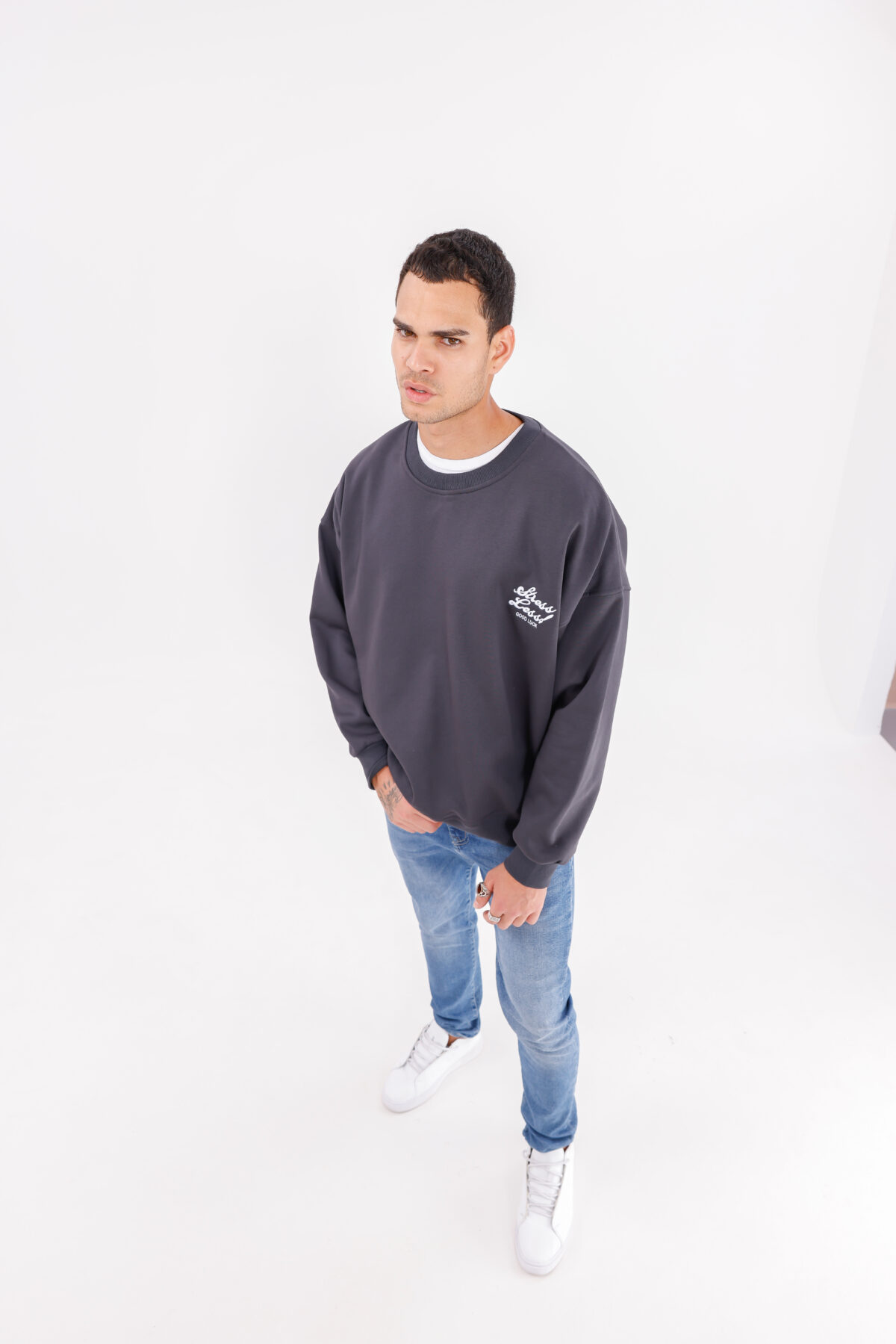 Less Stress Nakışlı Sweatshirt (Boxy Fit Oversize) - Görsel 13