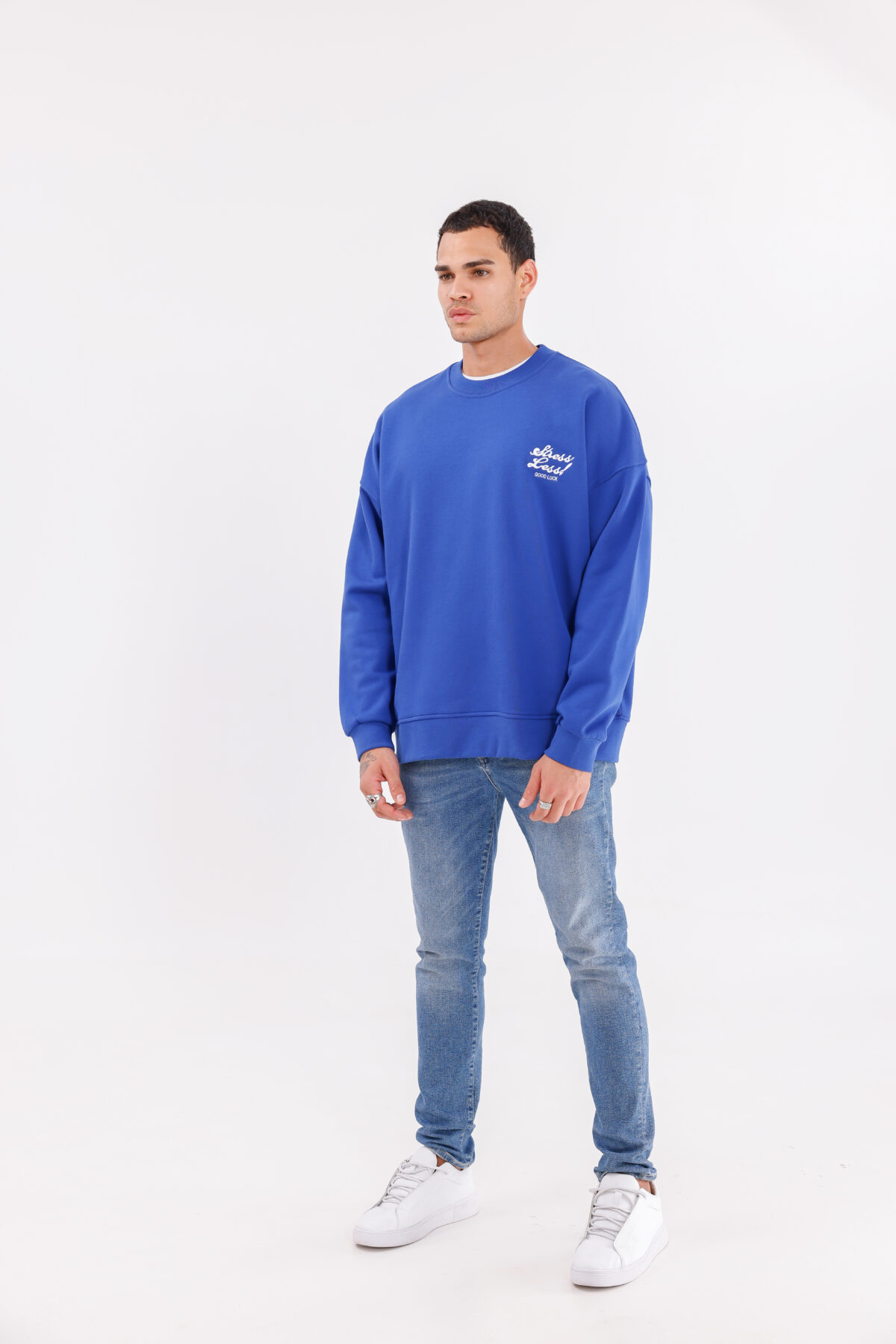 Less Stress Nakışlı Sweatshirt (Boxy Fit Oversize) - Görsel 14