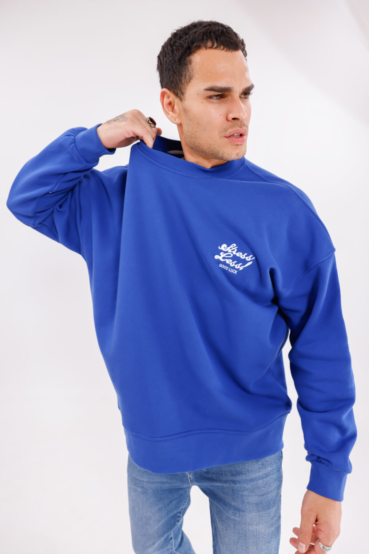 Less Stress Nakışlı Sweatshirt (Boxy Fit Oversize) - Görsel 16